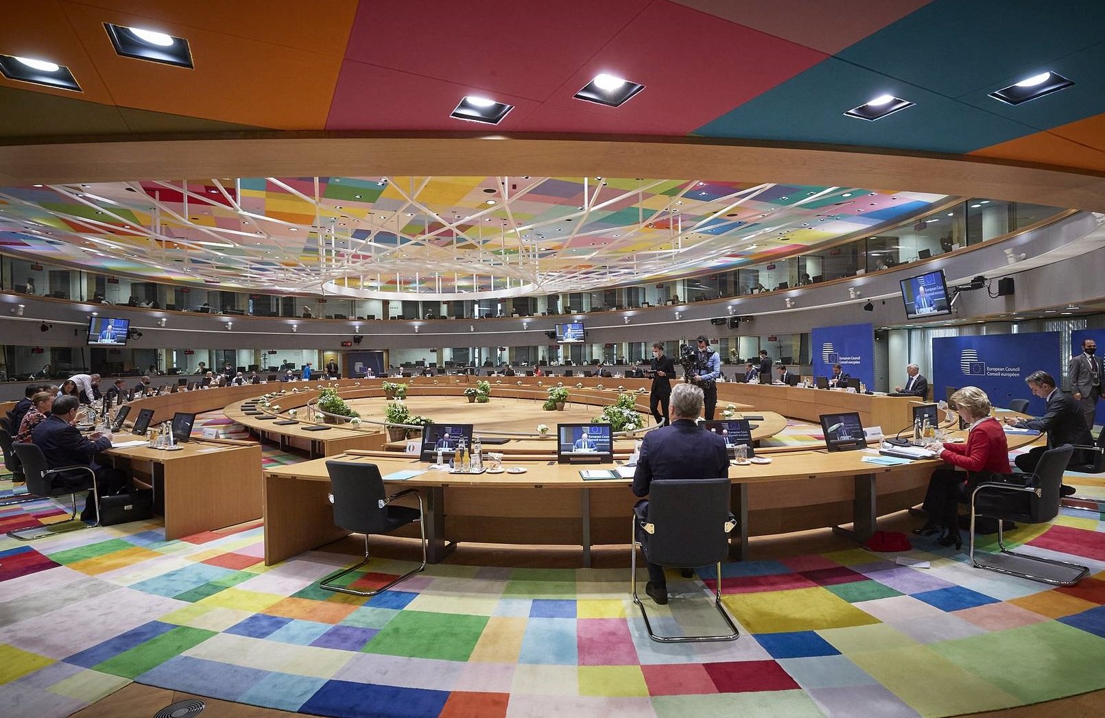 Ansicht des Sitzungssaals des Europäischen Rats während einer Sitzung 