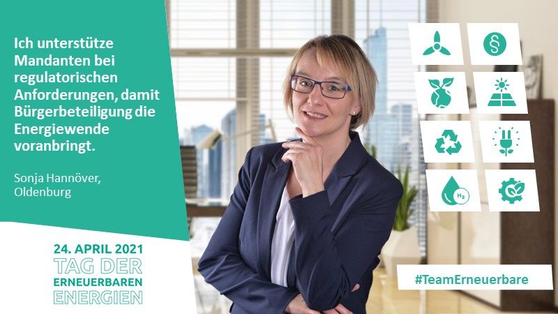 Portraitbild von Sonja Hannöver mit Zitat zur Energiewende