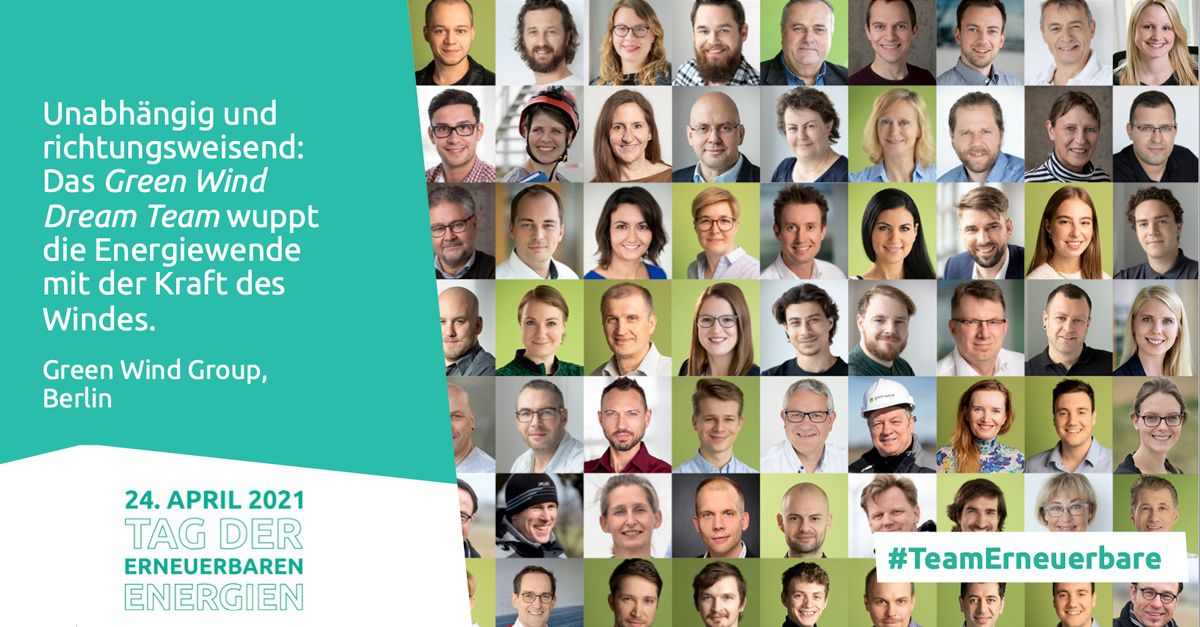 Portraitbilderreihe der Mitarbeitenden der Green Wind Group