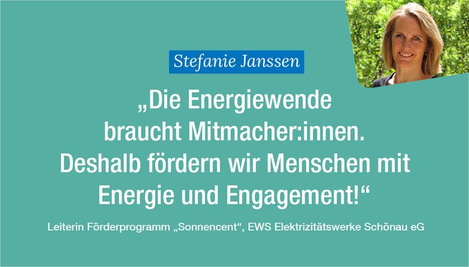 Portraitbild von Stefanie Janssen mit Zitat zur Energiewende