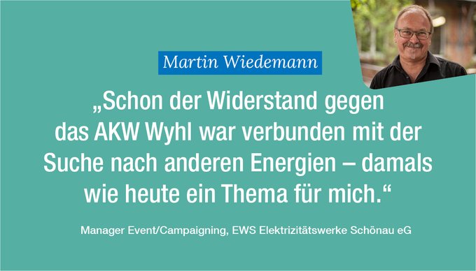 Portraitbild von Martin Wiedemann mit Zitat zur Energiewende
