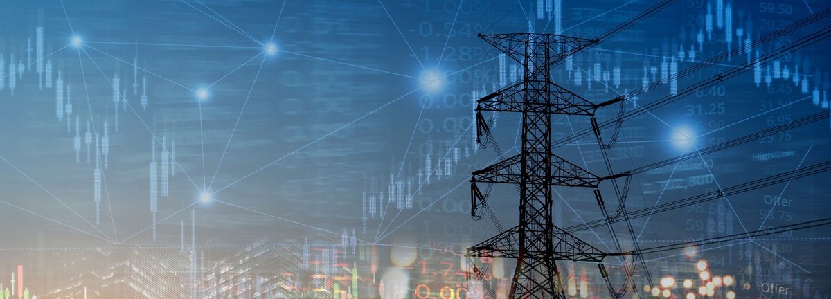 marktaktiendiagramm und indexinformationen mit stadtlicht und strom- und energieanlagenindustrie und geschäftshintergrund