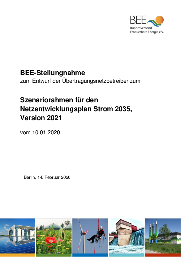 BEE-Stellungnahme zum Entwurf der Übertragungsnetzbetreiber zum