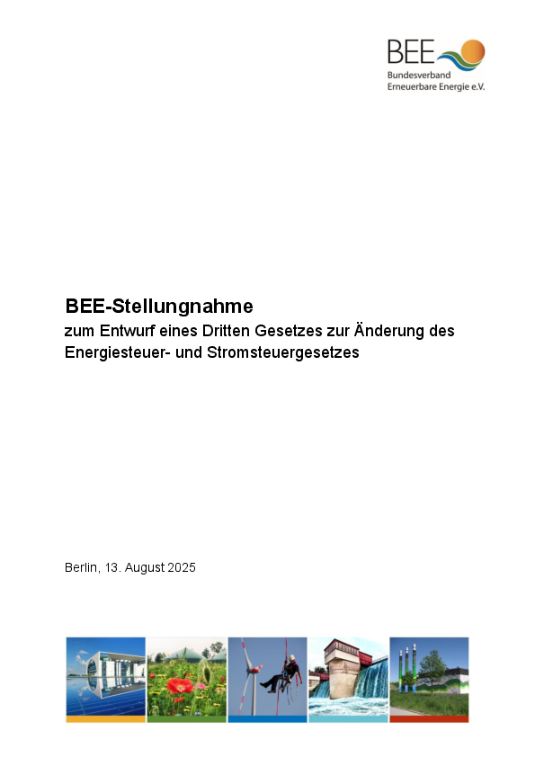 BEE-Stellungnahme  zum Entwurf eines Dritten Gesetzes zur Änderung des Energiesteuer- und Stromsteuergesetzes
