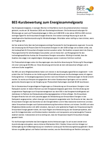 BEE-Kurzbewertung zum Energiesammelgesetz PDF