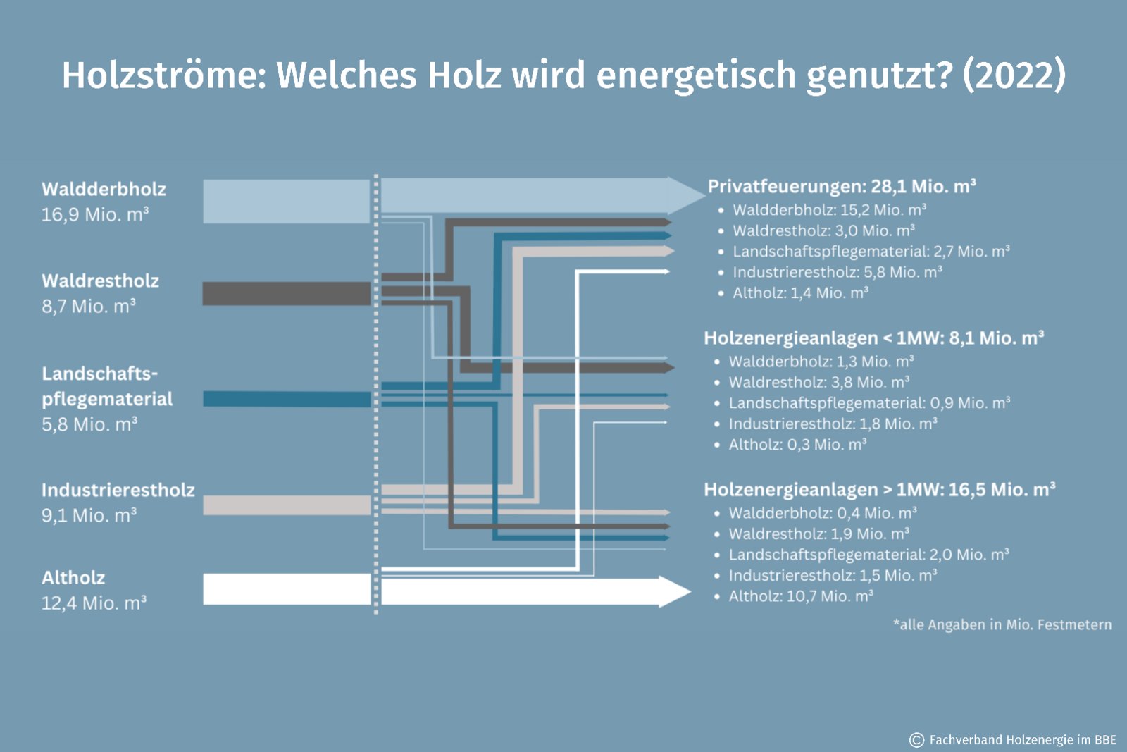Holzströme: Welches Holz wird energetisch genutzt? (2022). Quelle: UBA. 