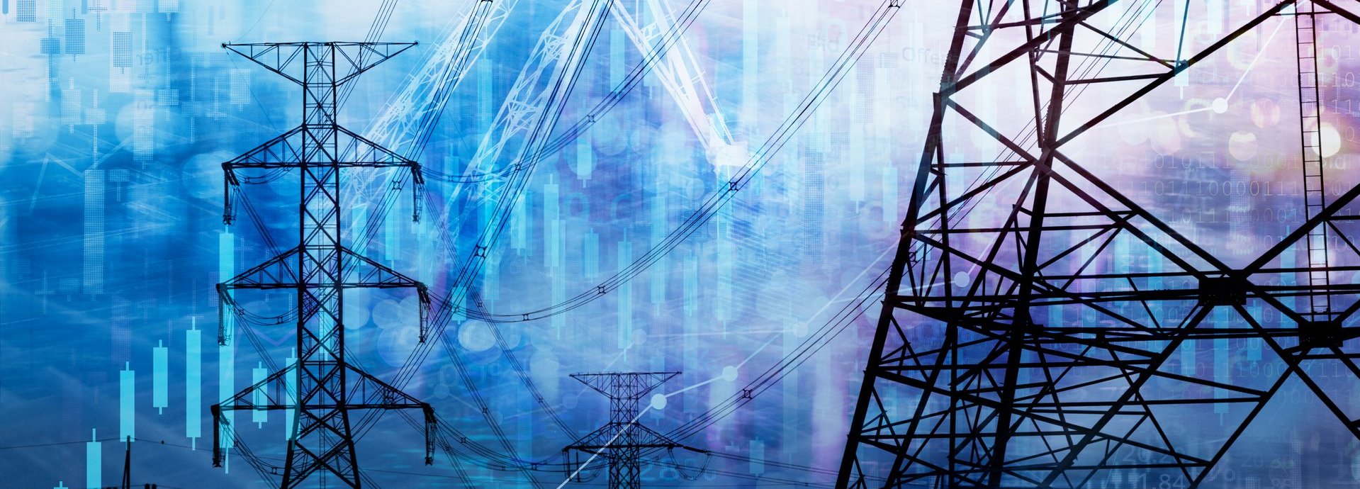 marktaktiendiagramm und informationen mit stadtlicht und strom- und energieanlagenindustrie und blauem hintergrund des geschäfts