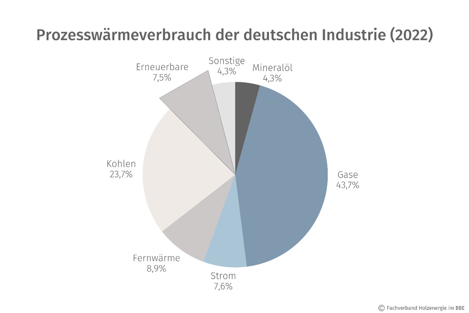 Prozesswärmeverbrauch der deutschen Industrie (2022). Quelle: FVH.