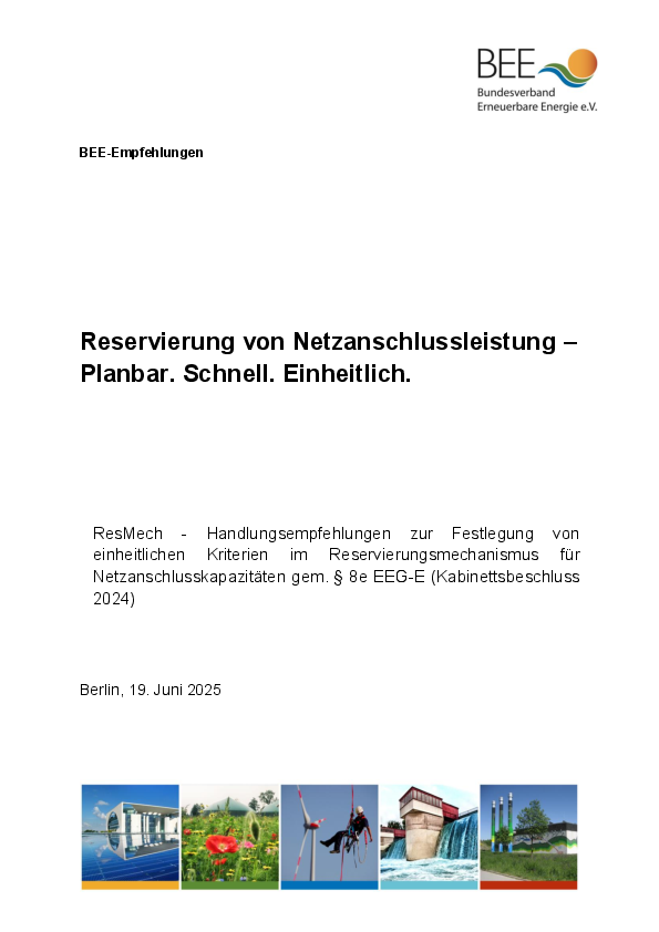 Handlungsempfehlungen zum Reservierungsmechanismus für Netzanschlusskapazitäten PDF
