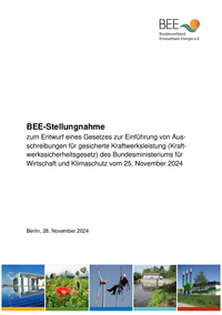 BEE-Stellungnahme zum Entwurf eines Gesetzes zur Einführung von Ausschreibungen für gesicherte Kraftwerksleistung (Kraftwerkssicherheitsgesetz) des Bundesministeriums für Wirtschaft und Klimaschutz vom 25. November 2024
