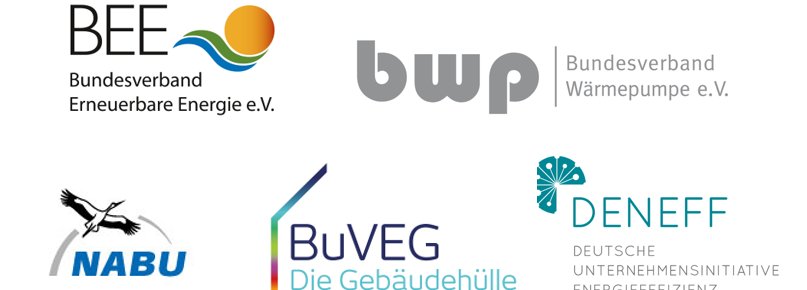 Logowolke Bundesverband Erneuerbare Energie Bundesverband Wärmepumpe Nabu Bundesverband energieeffiziente Gebäudehülle Deutsche Unternehmensinitiative Energieeffizienz