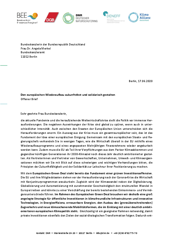 Offener Brief an Bundeskanzlerin Merkel