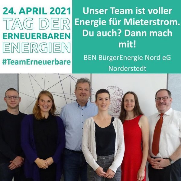 Gruppenfoto der Mitarbeitenden der BEN BürgerEnergie Nord eG